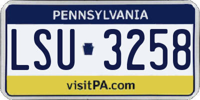 PA license plate LSU3258