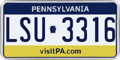 PA license plate LSU3316