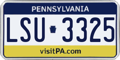 PA license plate LSU3325