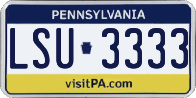 PA license plate LSU3333