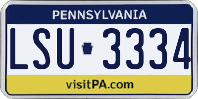 PA license plate LSU3334