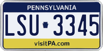 PA license plate LSU3345