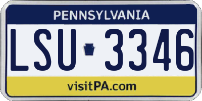PA license plate LSU3346