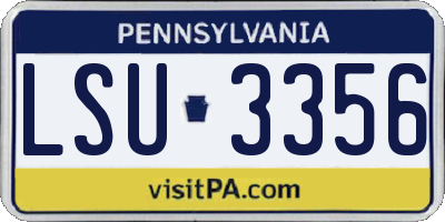 PA license plate LSU3356