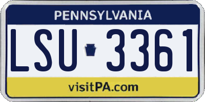 PA license plate LSU3361