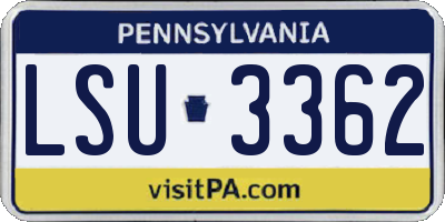 PA license plate LSU3362