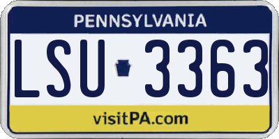 PA license plate LSU3363