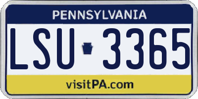 PA license plate LSU3365
