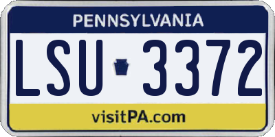 PA license plate LSU3372