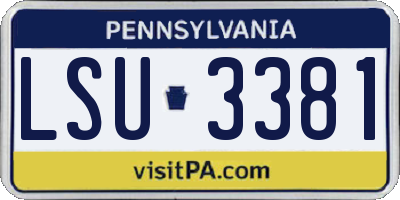 PA license plate LSU3381