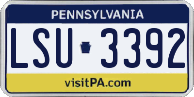 PA license plate LSU3392