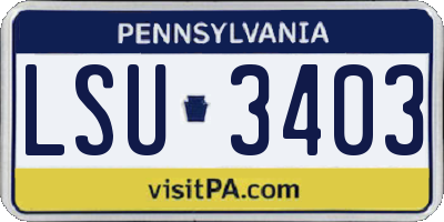 PA license plate LSU3403