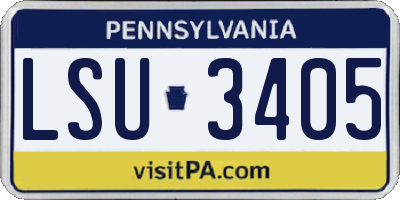 PA license plate LSU3405