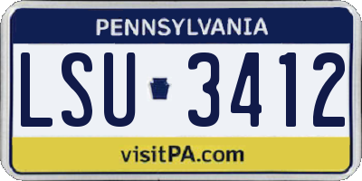 PA license plate LSU3412
