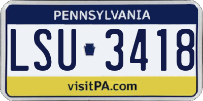 PA license plate LSU3418