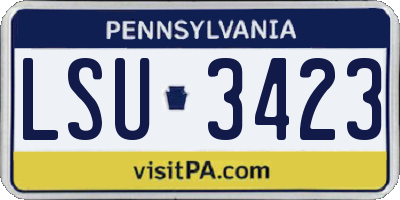 PA license plate LSU3423