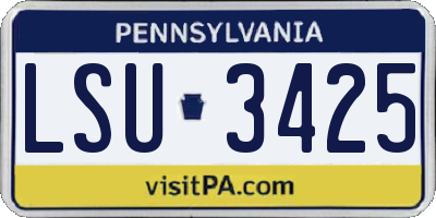 PA license plate LSU3425
