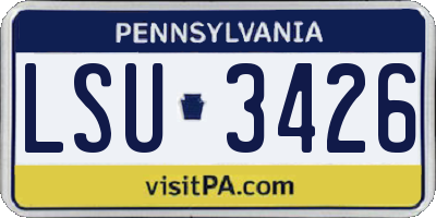 PA license plate LSU3426