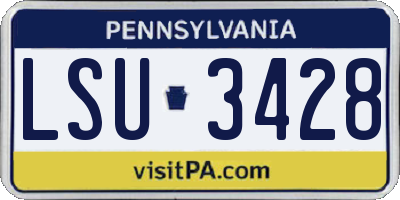 PA license plate LSU3428