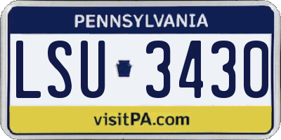 PA license plate LSU3430