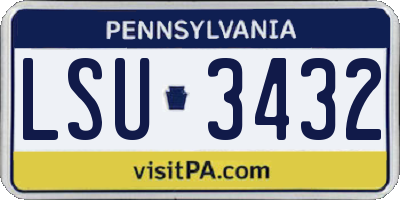 PA license plate LSU3432