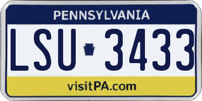 PA license plate LSU3433