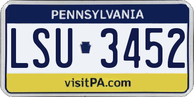 PA license plate LSU3452