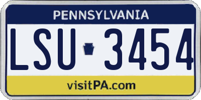 PA license plate LSU3454