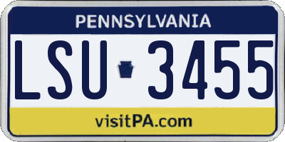 PA license plate LSU3455