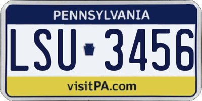 PA license plate LSU3456