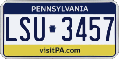 PA license plate LSU3457
