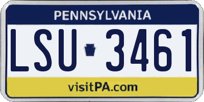 PA license plate LSU3461