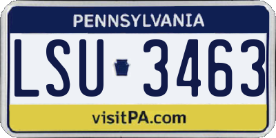 PA license plate LSU3463