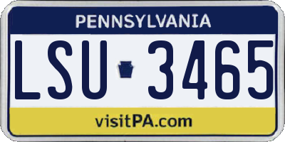 PA license plate LSU3465