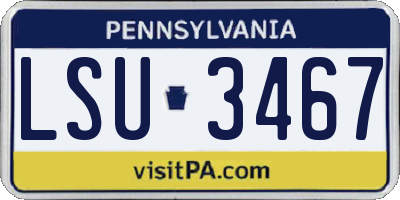 PA license plate LSU3467