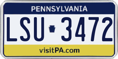 PA license plate LSU3472
