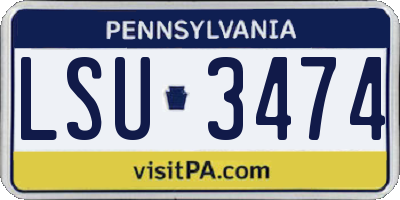 PA license plate LSU3474