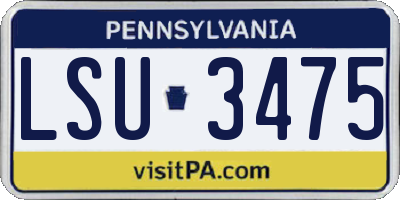 PA license plate LSU3475
