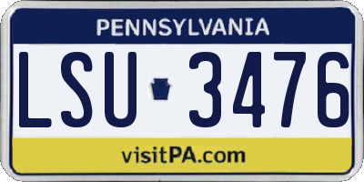 PA license plate LSU3476
