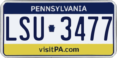 PA license plate LSU3477