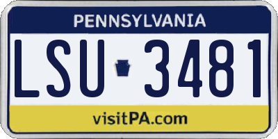PA license plate LSU3481