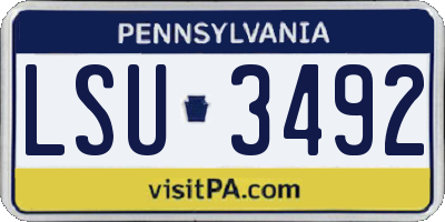 PA license plate LSU3492