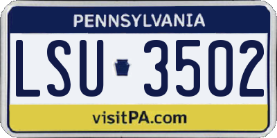 PA license plate LSU3502
