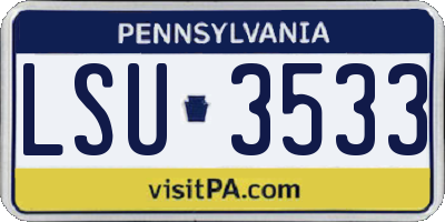 PA license plate LSU3533