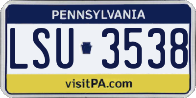 PA license plate LSU3538