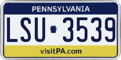 PA license plate LSU3539
