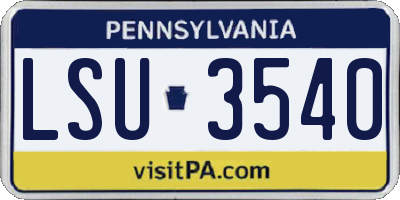 PA license plate LSU3540
