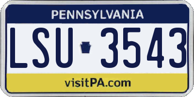 PA license plate LSU3543