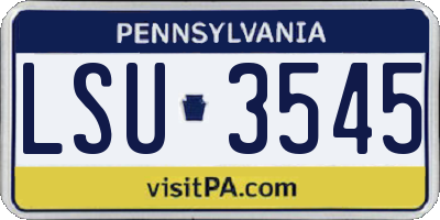PA license plate LSU3545