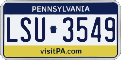 PA license plate LSU3549